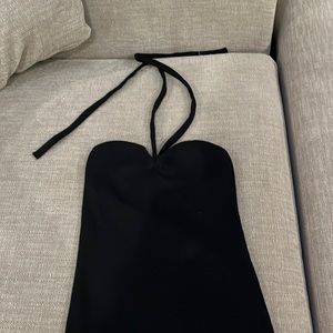 Zara black stretchy halter/tie dress. Bodycon style. NWT. Size S.